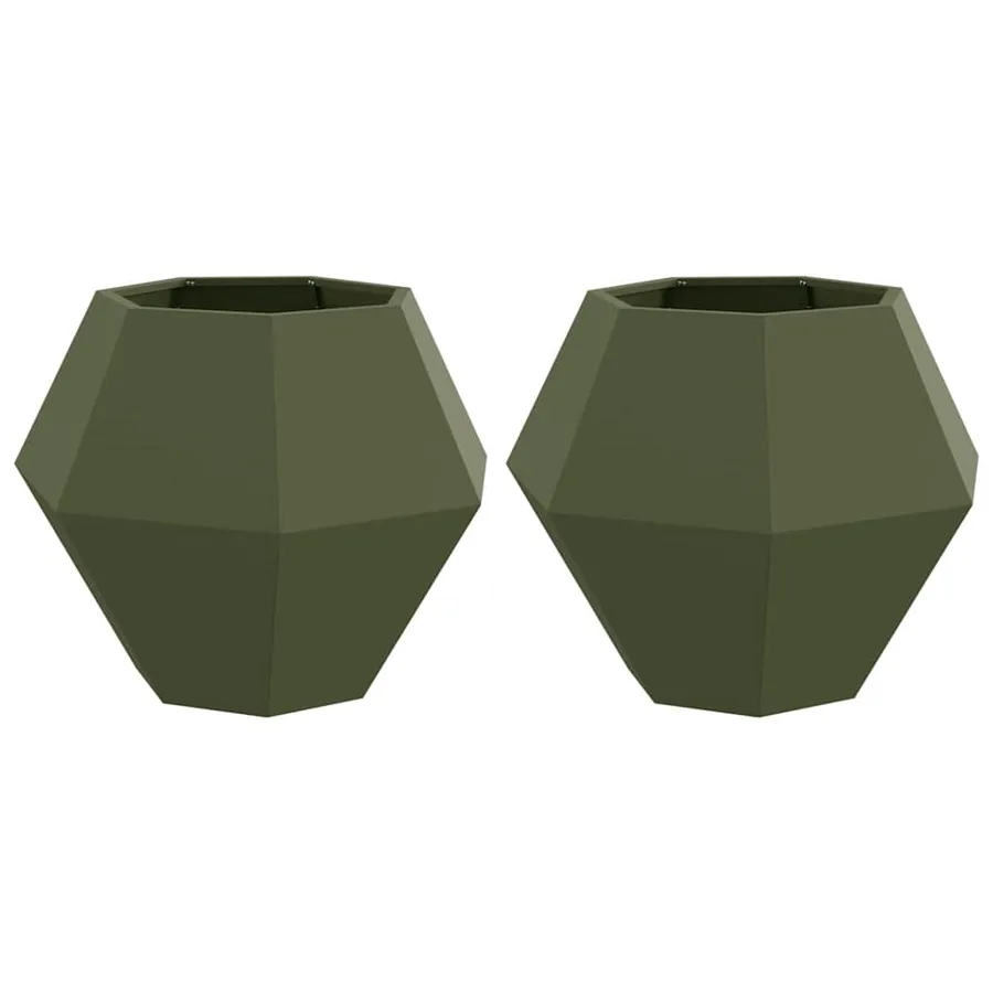 Jardinière 2 pc Vert olive 75 x 75 x 60 cm Acier - 2