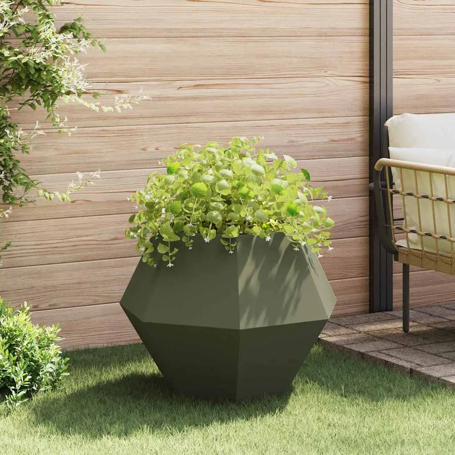 Jardinière 2 pc Vert olive 75 x 75 x 60 cm Acier - 4