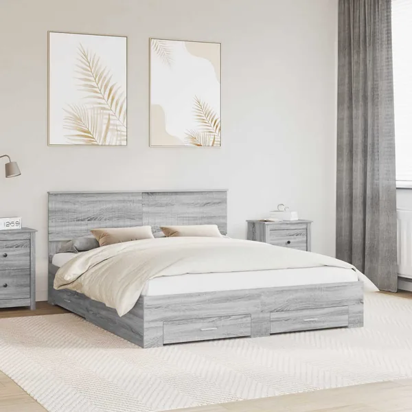 Cadre de lit Sonoma gris 160 x 200 cm Bois d'ingénierie