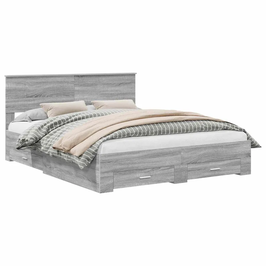 Cadre de lit Sonoma gris 160 x 200 cm Bois d'ingénierie - 2