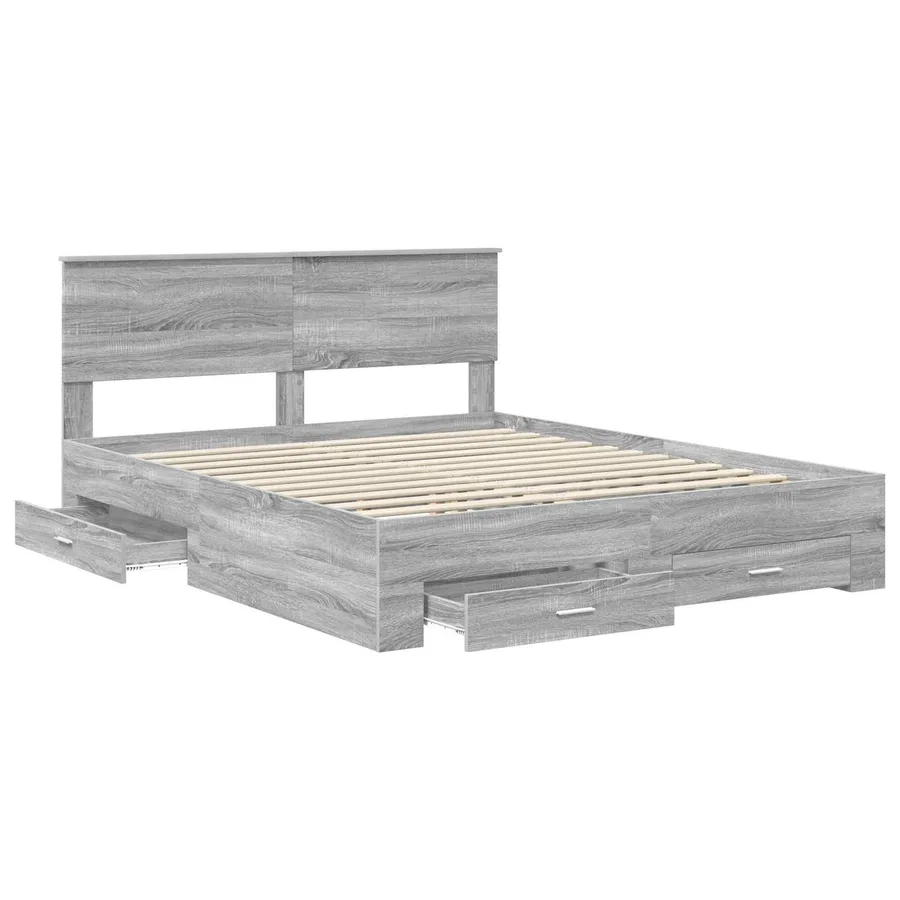 Cadre de lit Sonoma gris 160 x 200 cm Bois d'ingénierie - 5