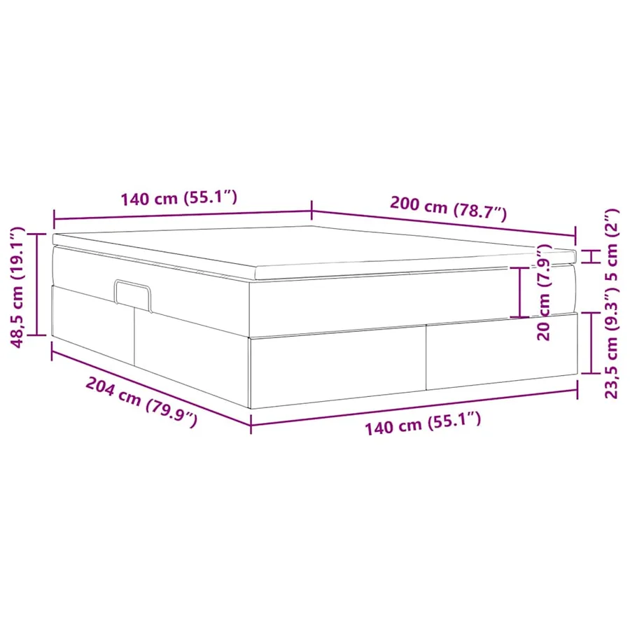 Lit avec rangement et matelas Crème 140 x 200 cm Polyester - 13