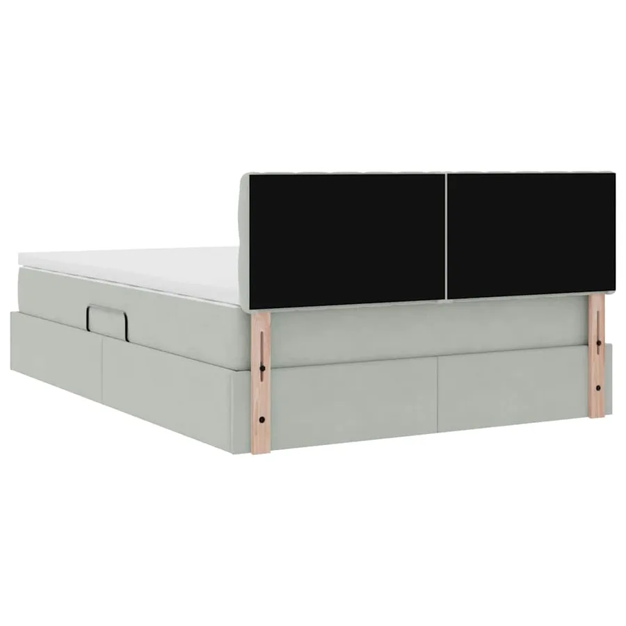 Lit de Rangement avec matelas Gris clair 140 x 200 cm Velours - 11