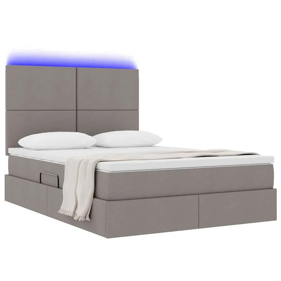 Lit de rangement LED avec matelas Taupe 140 x 200 cm Tissu - 3