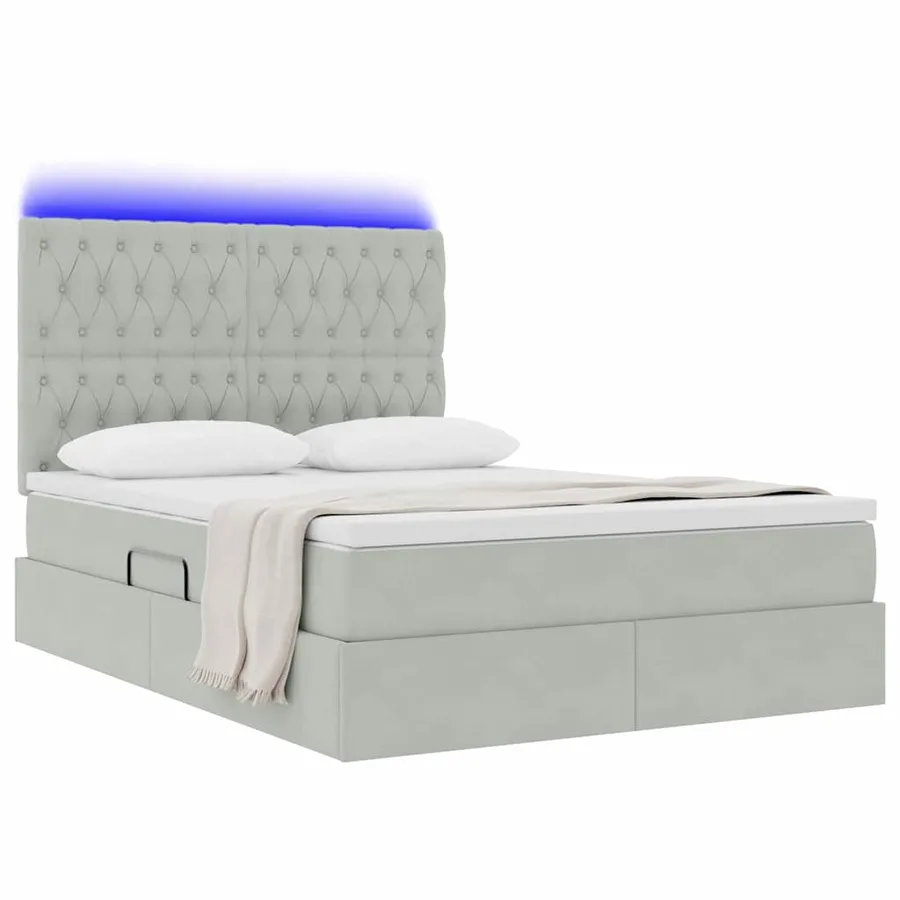 Lit de rangement LED avec matelas Gris clair 140 x 200 cm - 3