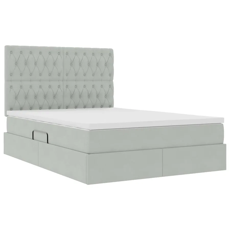 Lit de rangement LED avec matelas Gris clair 140 x 200 cm - 6