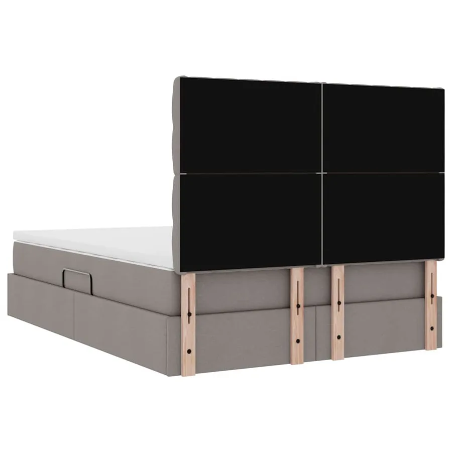 Lit avec rangement et matelas Taupe 140 x 200 cm tissu - 11