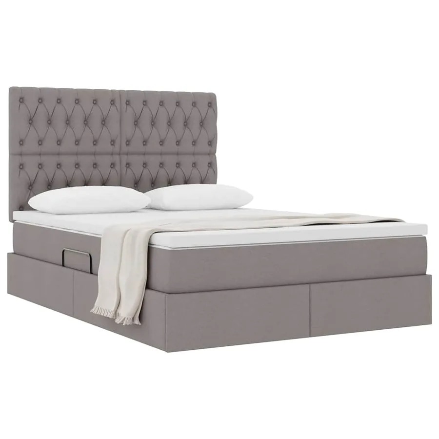 Lit avec rangement et matelas Taupe 140 x 200 cm tissu - 3