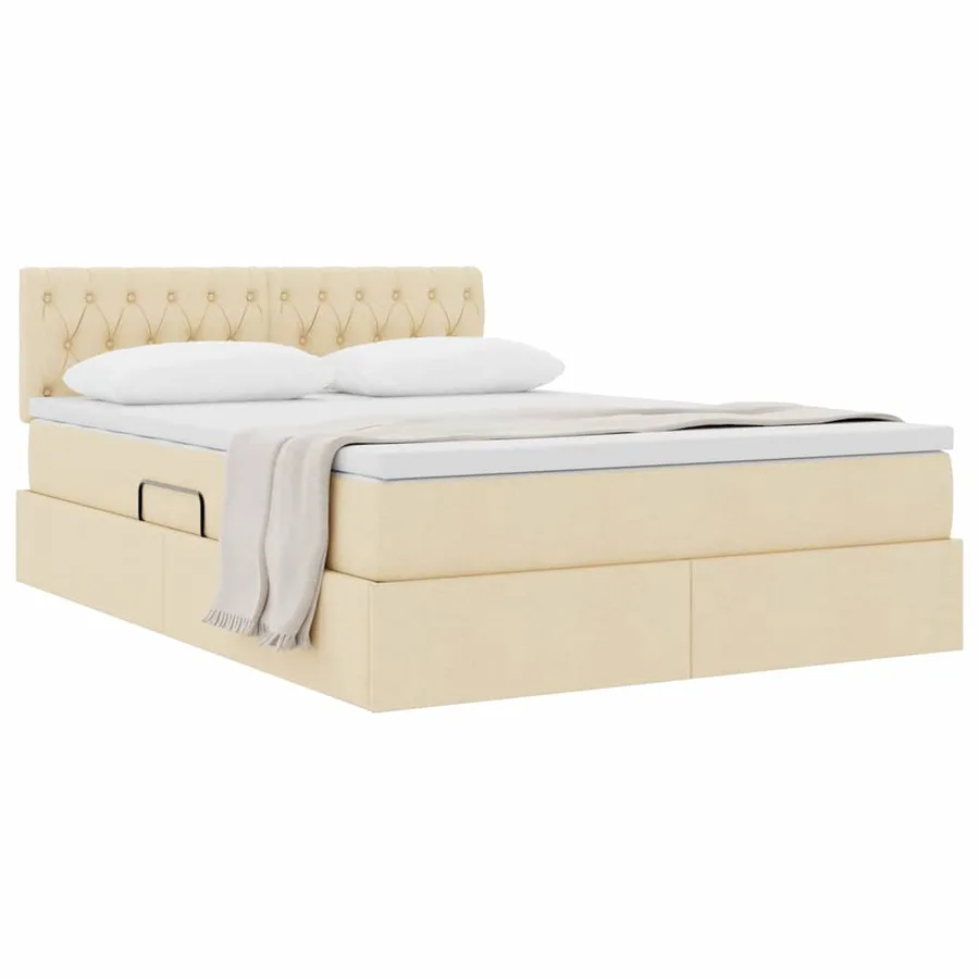 Lit avec rangement et matelas avec matelas Crème 140 x 200 cm - 3