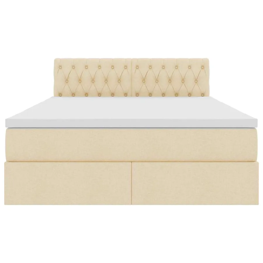 Lit avec rangement et matelas avec matelas Crème 140 x 200 cm - 7