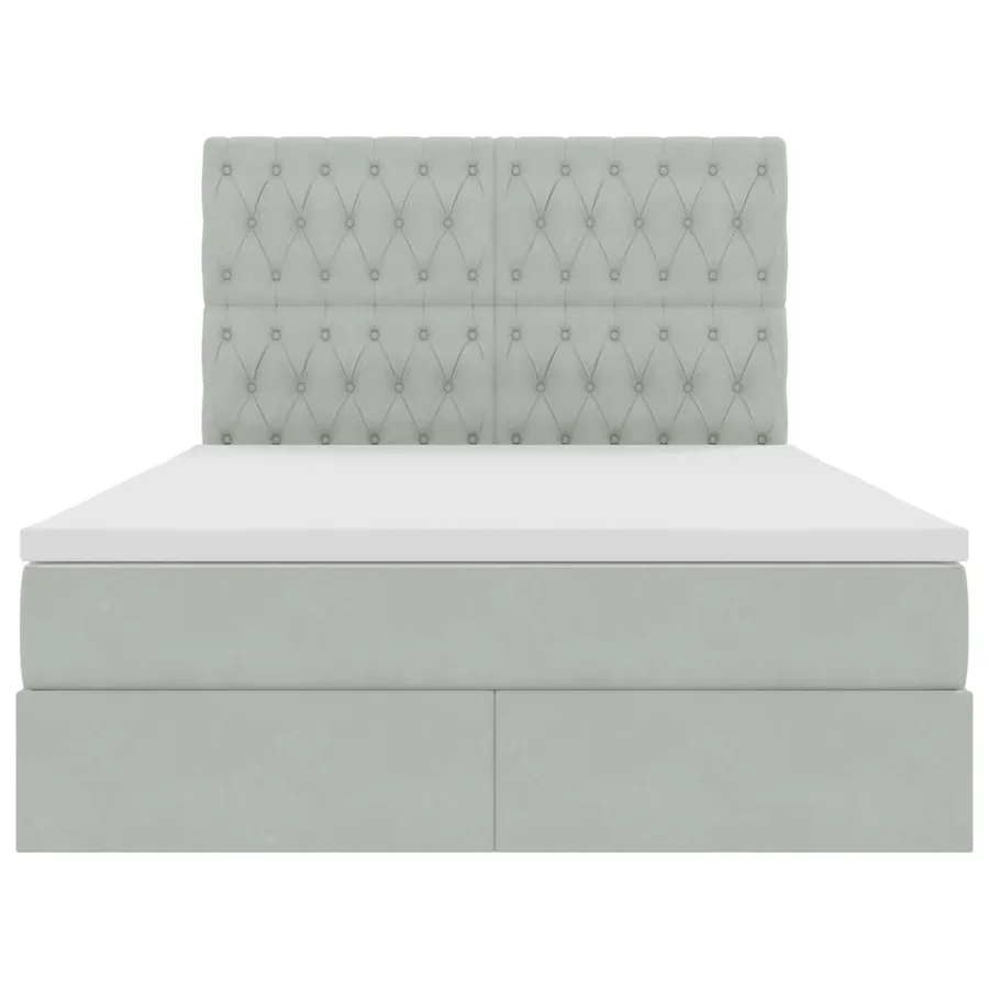 Lit avec rangement et matelas Gris clair 140 x 200 cm Velours - 7