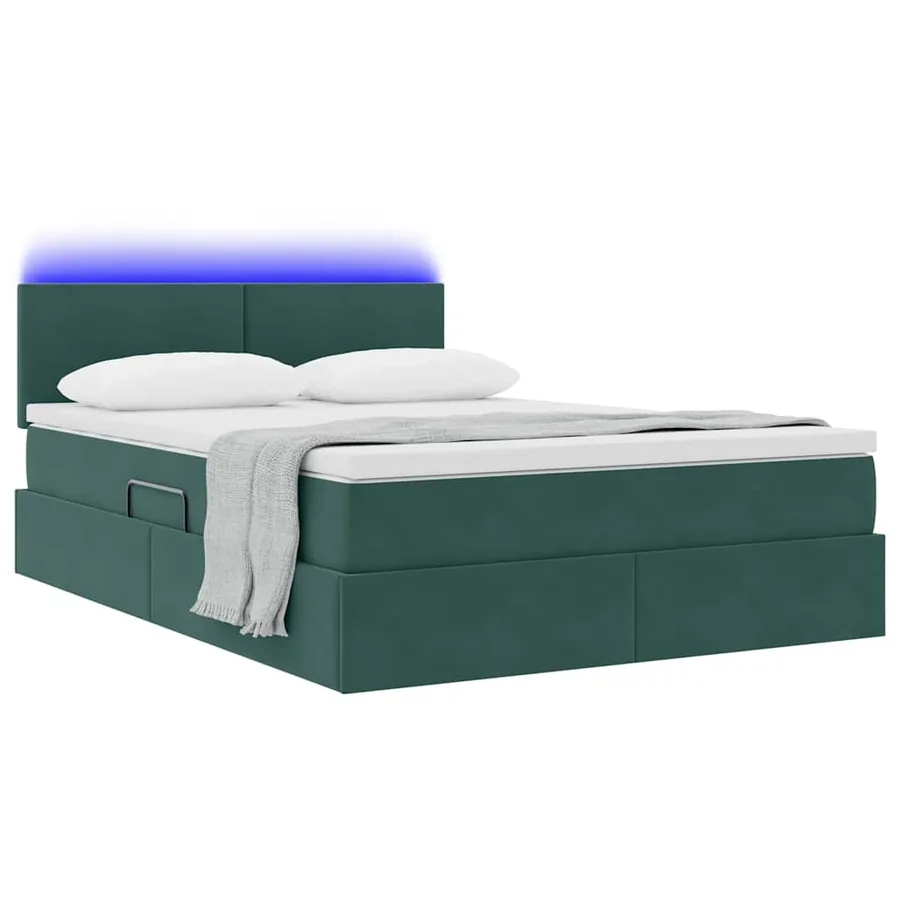 Lit de rangement LED avec matelas Vert foncé 140 x 200 cm - 3