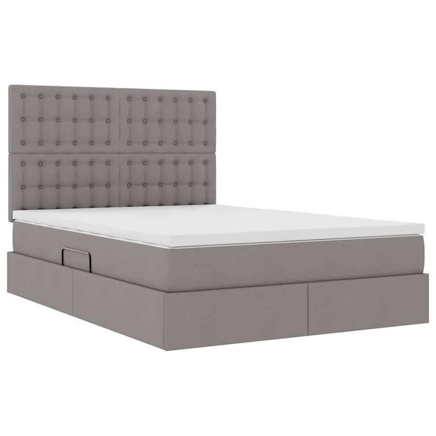 Lit de rangement LED avec matelas Taupe 140 x 200 cm Tissu - 6