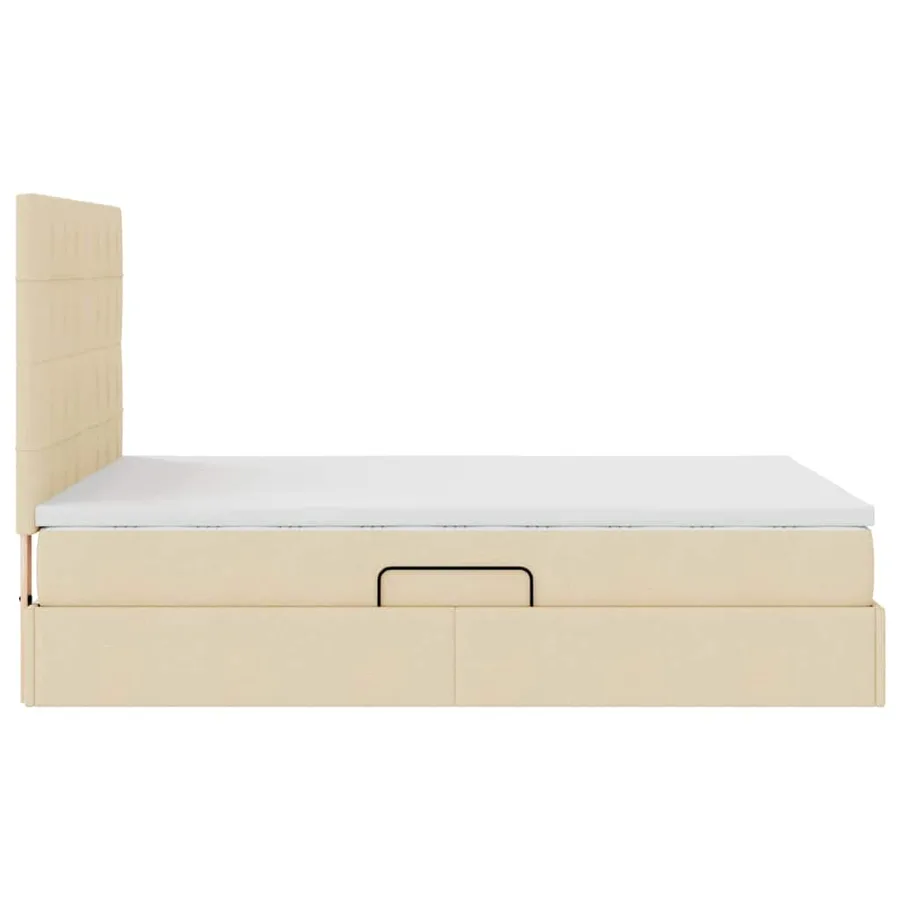 Lit de rangement LED avec matelas Crème 140 x 200 cm Tissu - 11