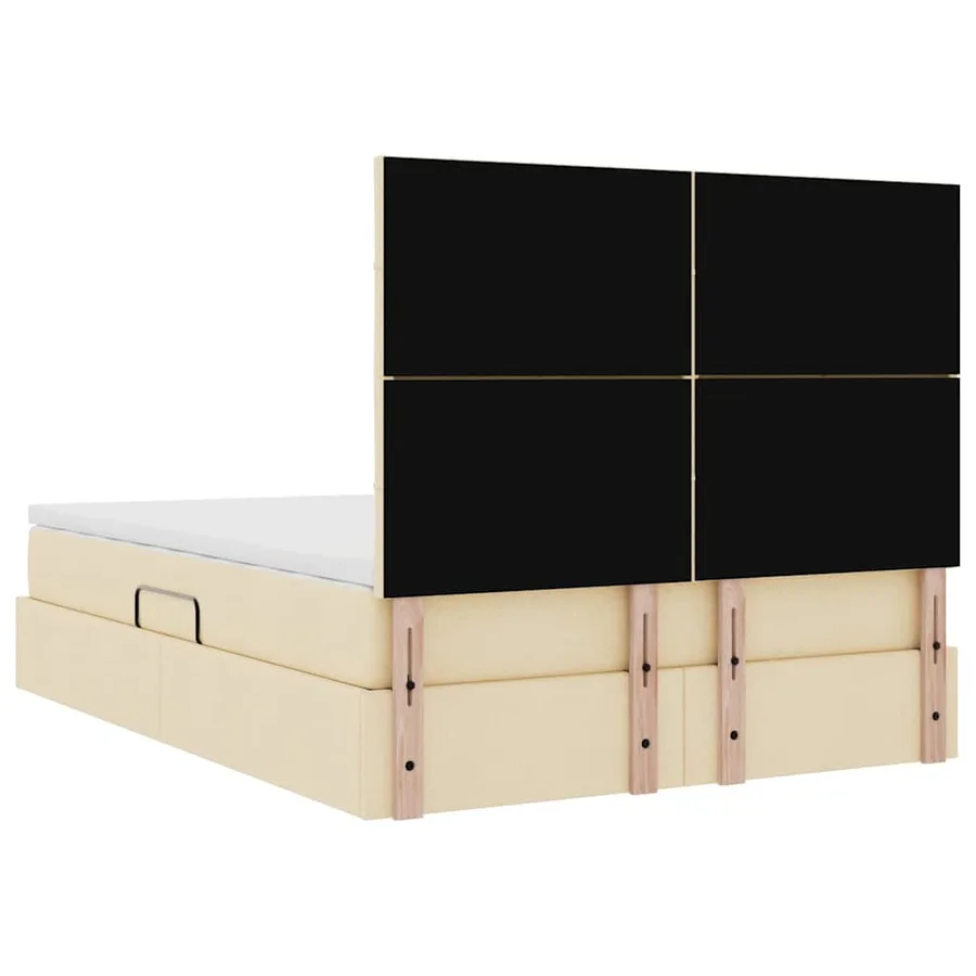 Lit de rangement LED avec matelas Crème 140 x 200 cm Tissu - 12