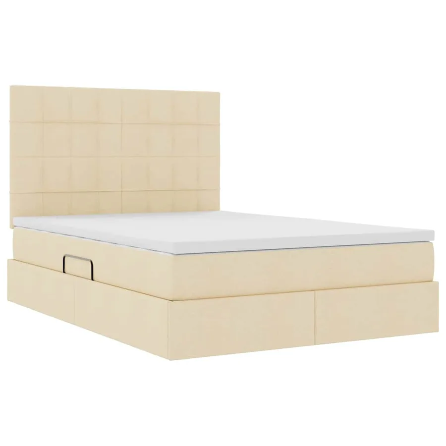 Lit de rangement LED avec matelas Crème 140 x 200 cm Tissu - 6