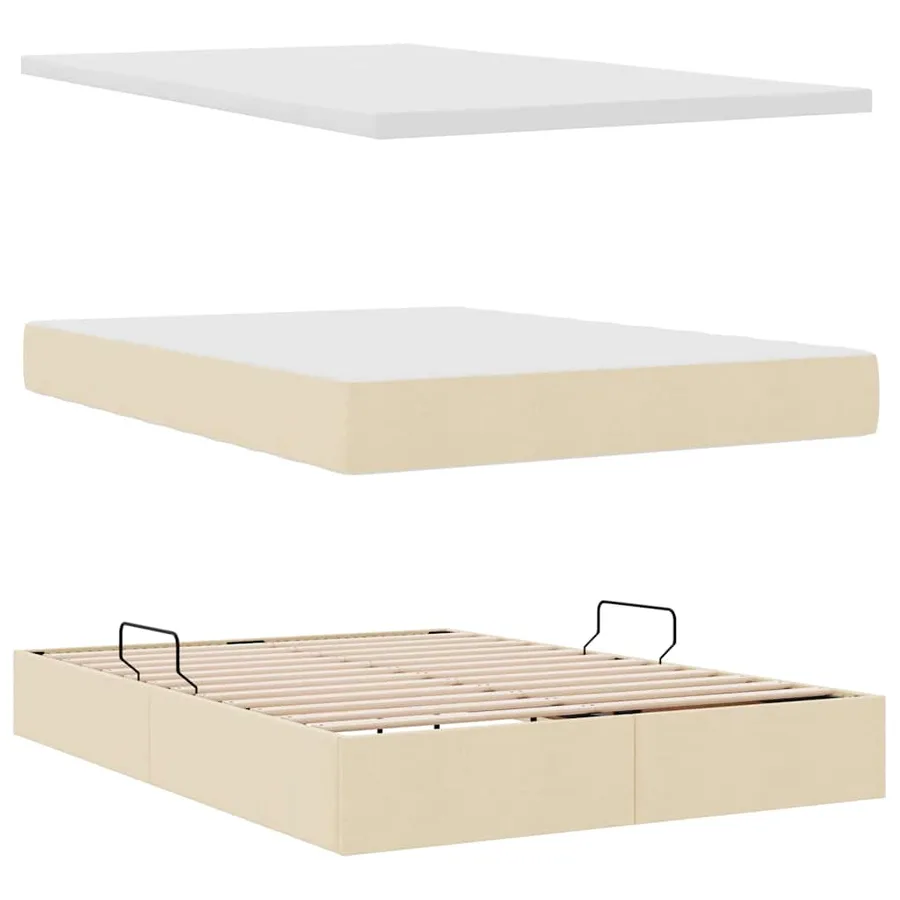 Lit de rangement LED avec matelas Crème 140 x 200 cm Tissu - 9