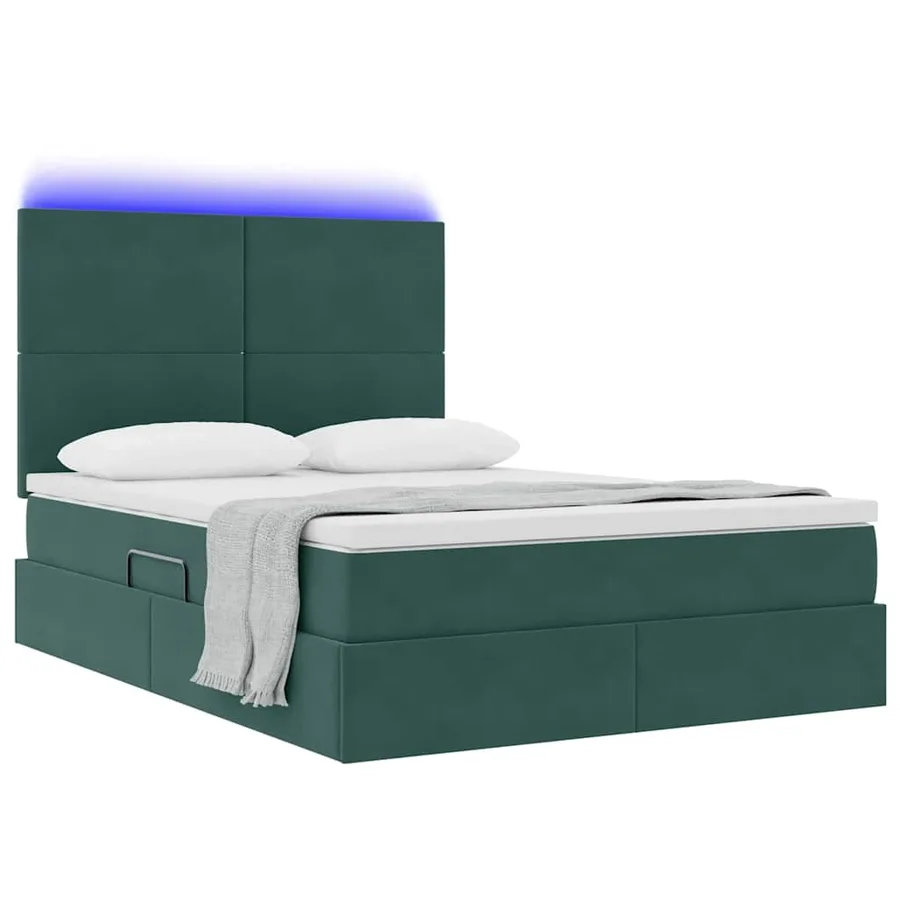 Lit de rangement LED avec matelas Vert foncé 140 x 200 cm - 3