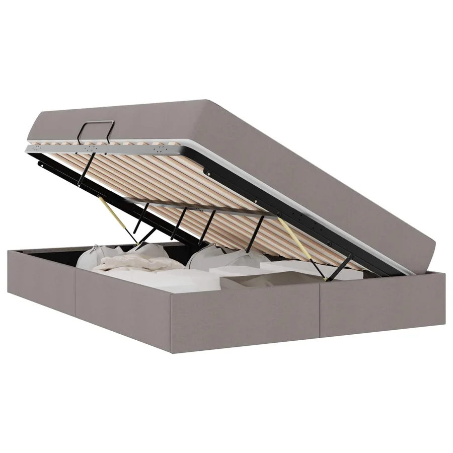 Lit avec rangement et matelas Taupe 140 x 200 cm Polyester - 2