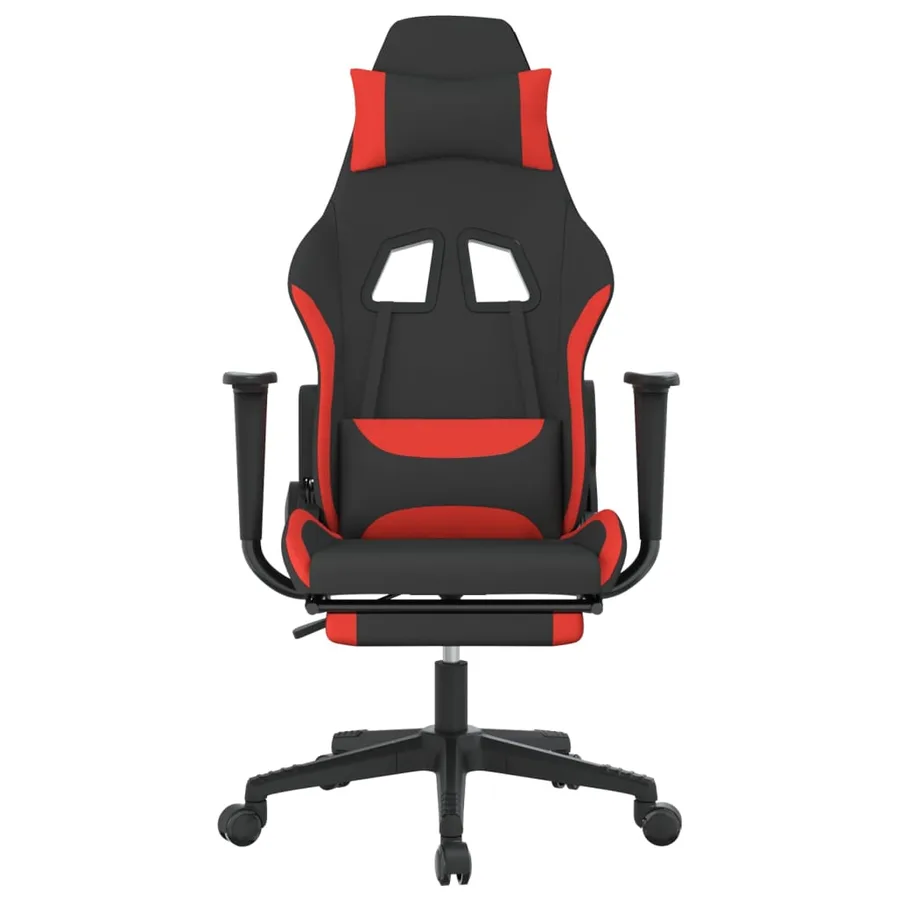 Chaise de jeu avec repose-pied Noir et rouge Tissu - 3