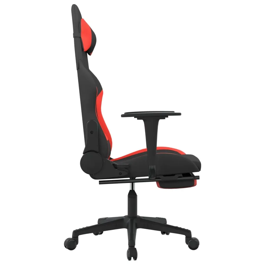 Chaise de jeu avec repose-pied Noir et rouge Tissu - 4