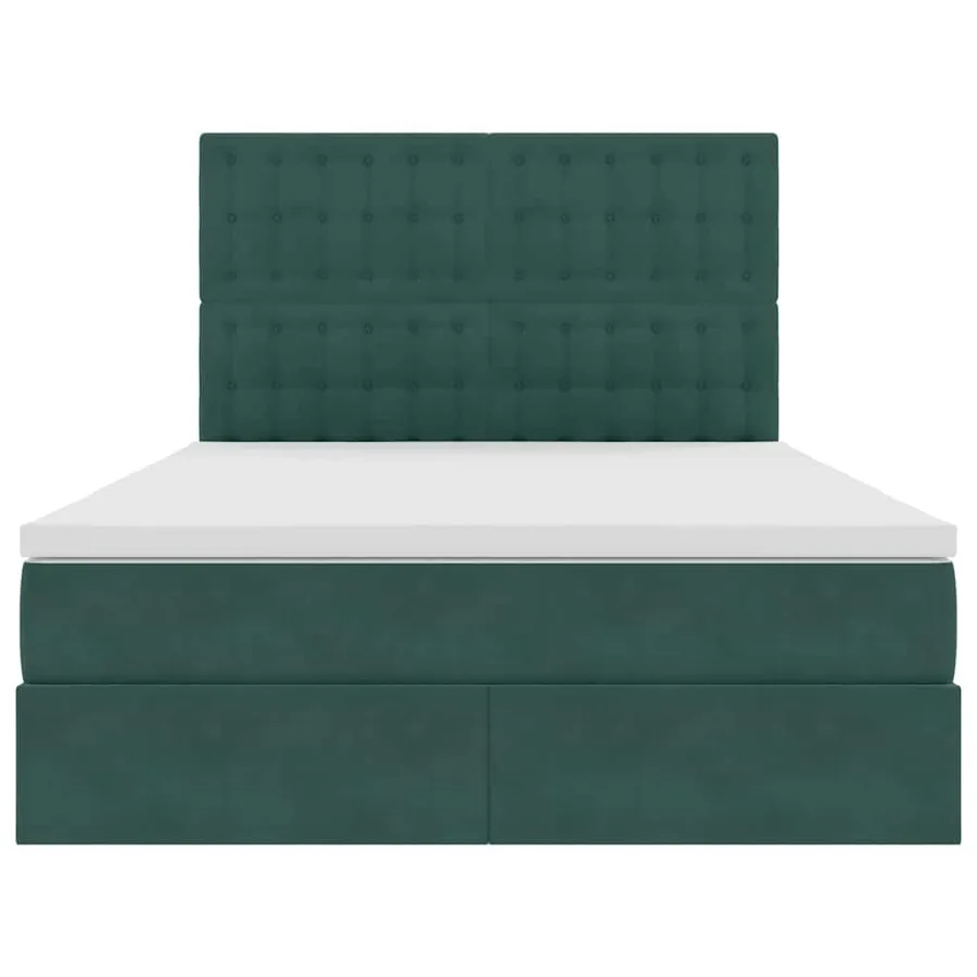 Lit avec rangement et matelas Vert foncé 140 x 200 cm Velours - 7