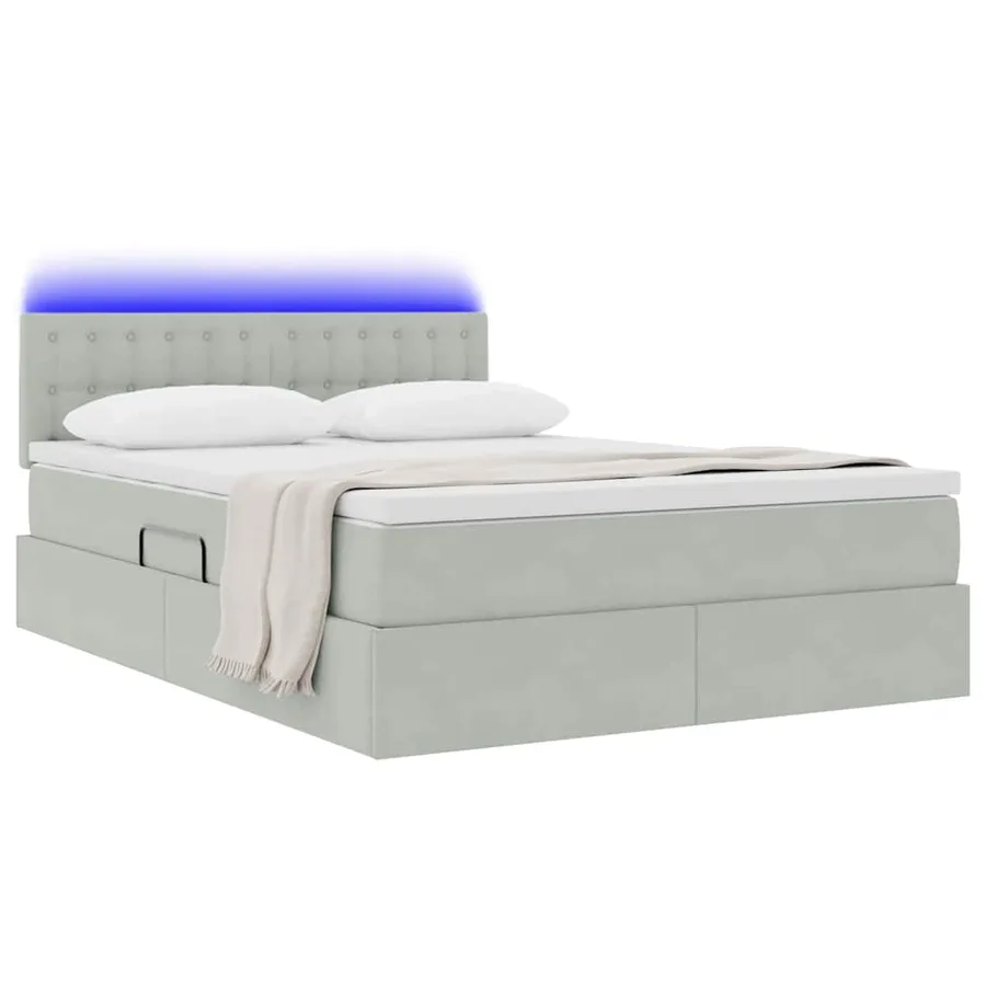 Lit de rangement LED avec matelas Gris clair 140 x 200 cm - 3