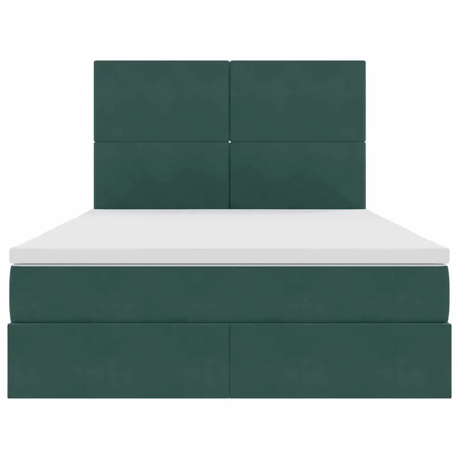 Lit avec rangement et matelas Vert foncé 140 x 200 cm Velours - 7