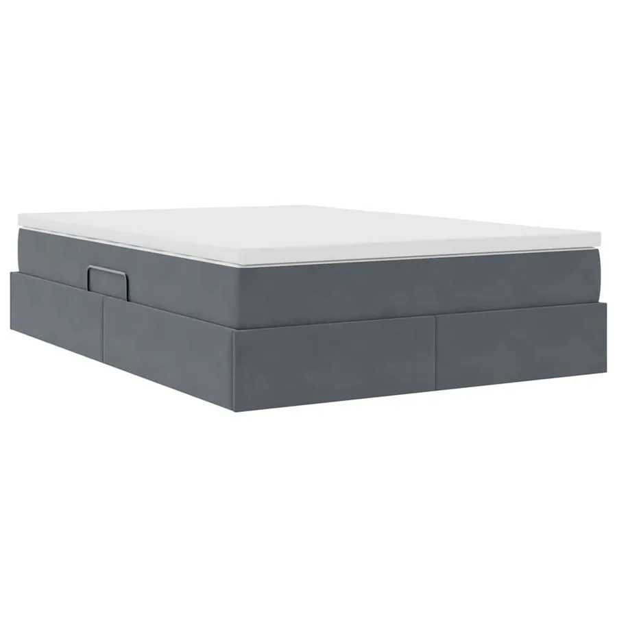 Lit avec rangement et matelas Gris foncé 140 x 200 cm Velours - 5