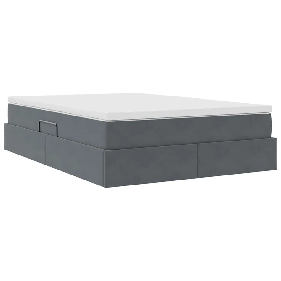 Lit avec rangement et matelas Gris foncé 140 x 200 cm Velours - 8