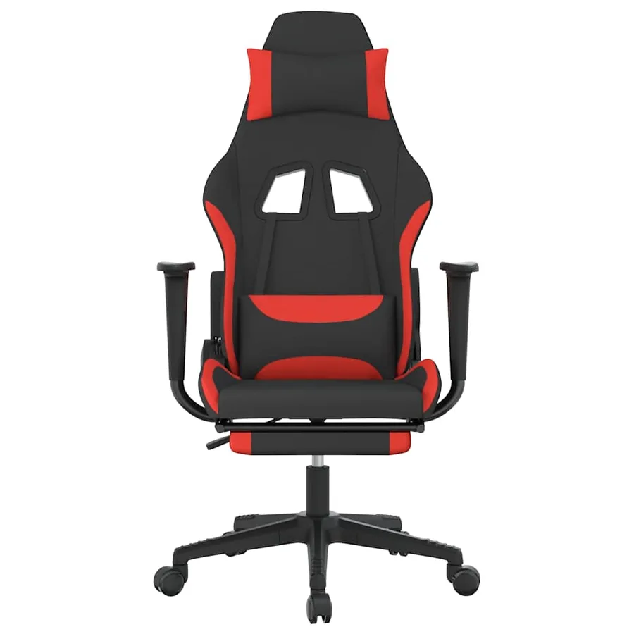 Chaise de jeu de massage avec repose-pied Noir et rouge Tissu - 3