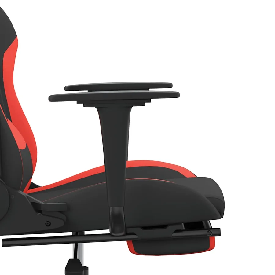 Chaise de jeu de massage avec repose-pied Noir et rouge Tissu - 9