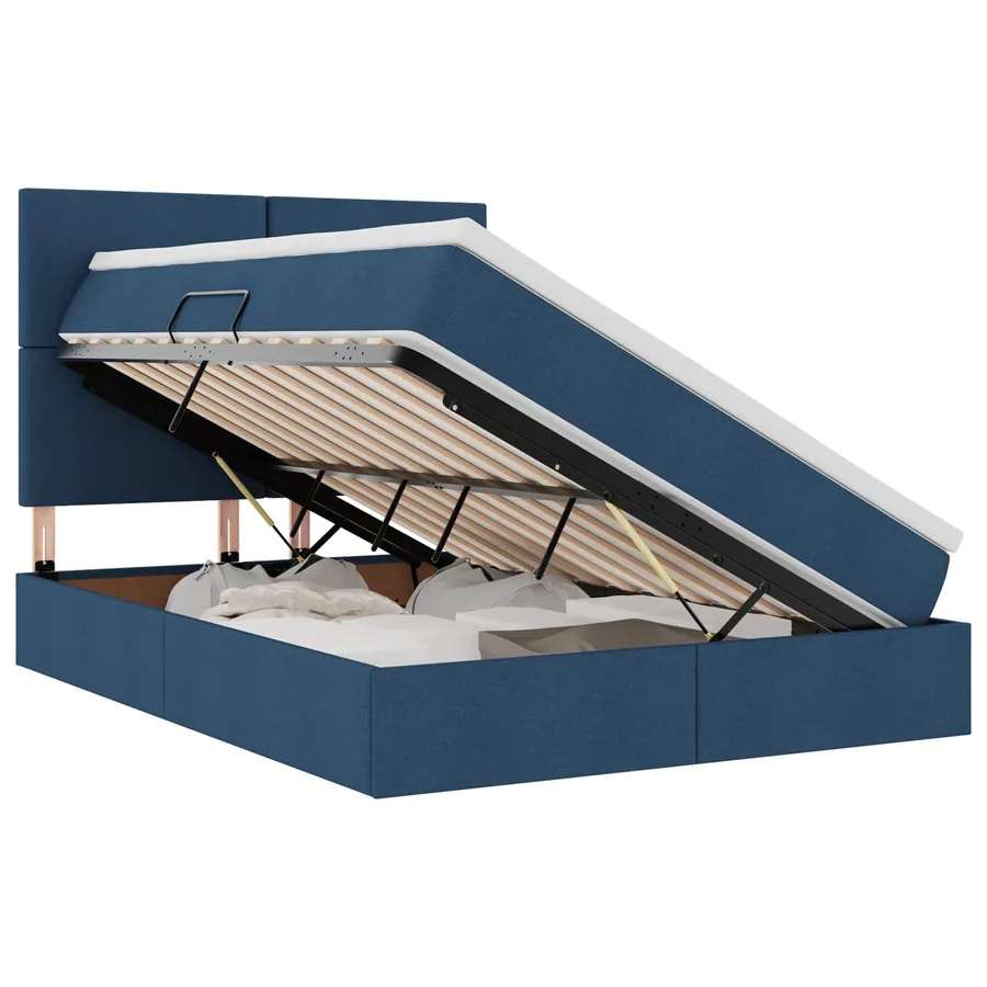 Lit de rangement LED avec matelas Bleu 140 x 200 cm Tissu - 2