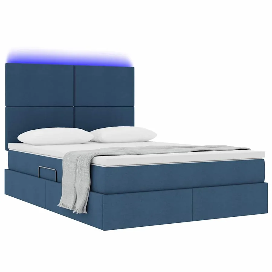 Lit de rangement LED avec matelas Bleu 140 x 200 cm Tissu - 3
