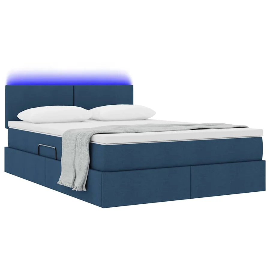 Lit de rangement LED avec matelas Bleu 140 x 200 cm Tissu - 3