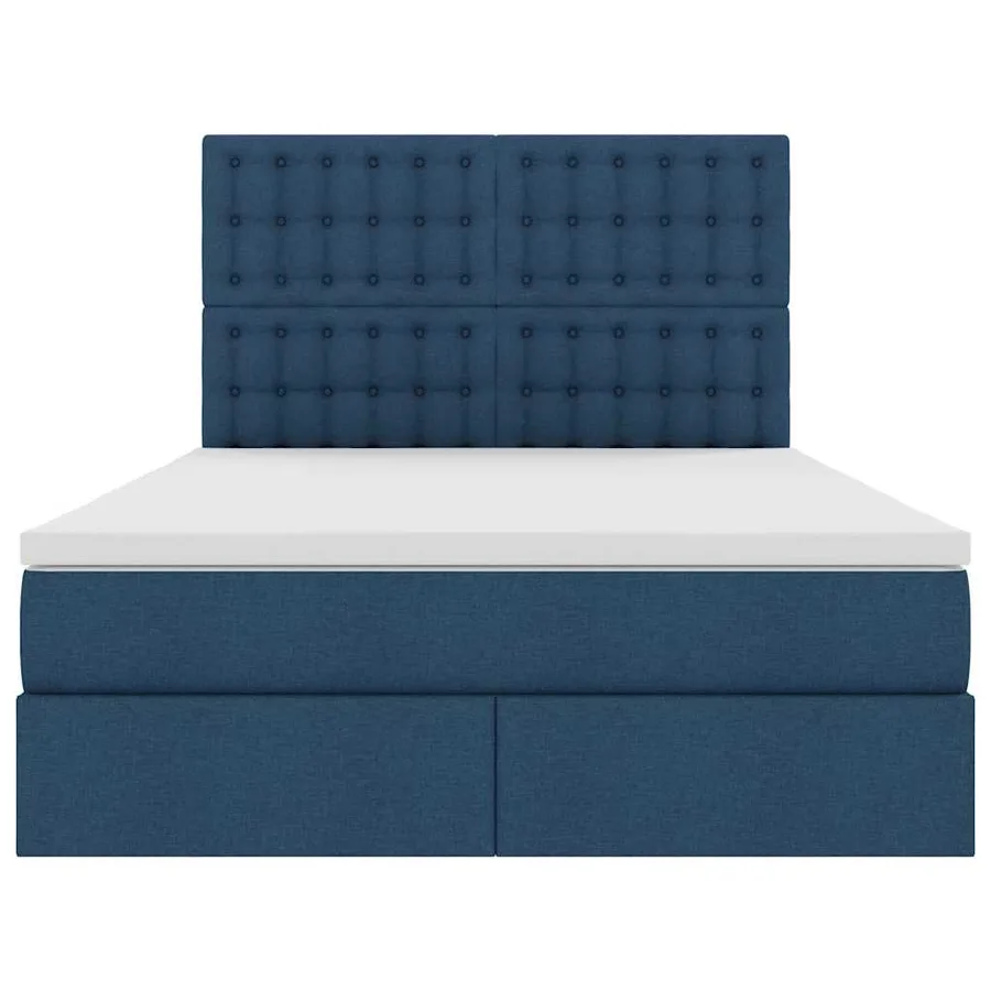 Lit avec rangement et matelas Bleu 140 x 200 cm tissu - 7