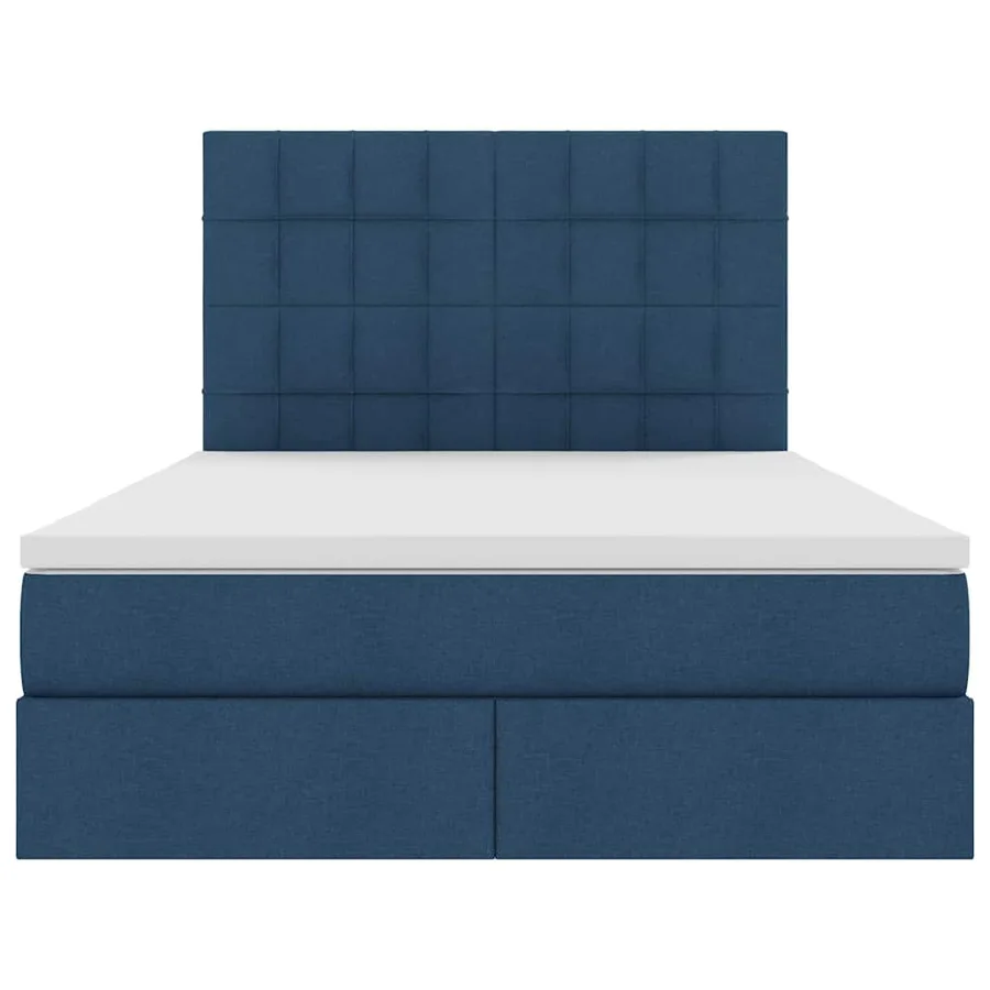 Lit avec rangement et matelas Bleu 140 x 200 cm tissu - 7