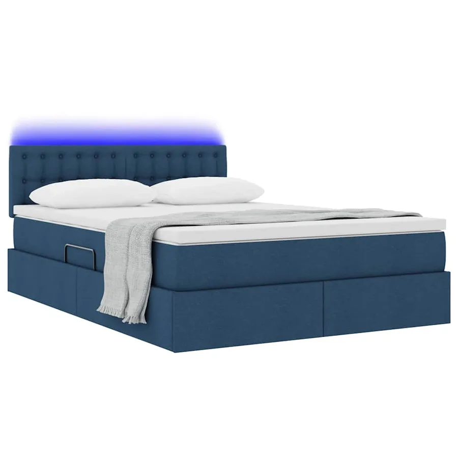 Lit de rangement LED avec matelas Bleu 140 x 200 cm Tissu - 3