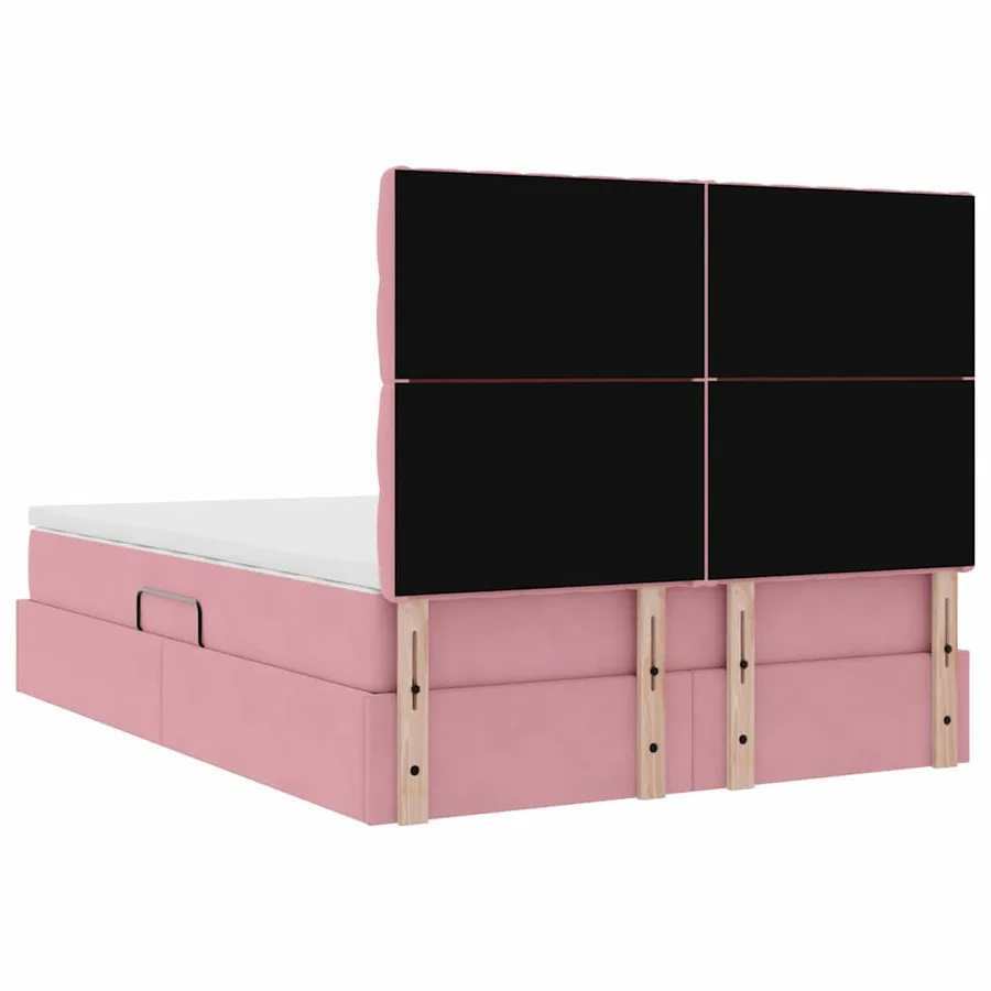 Lit de rangement LED avec matelas Rose 140 x 200 cm Velours - 12