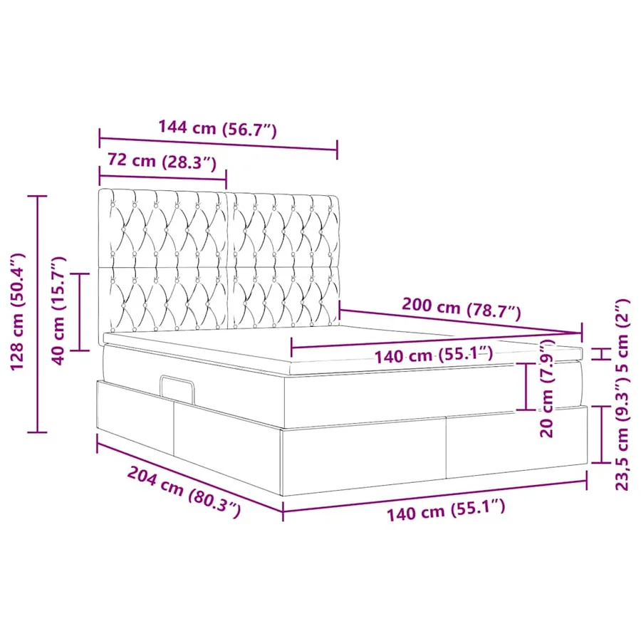 Lit de rangement LED avec matelas Rose 140 x 200 cm Velours - 17