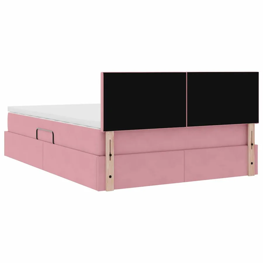 Lit de rangement LED avec matelas Rose 140 x 200 cm Velours - 12