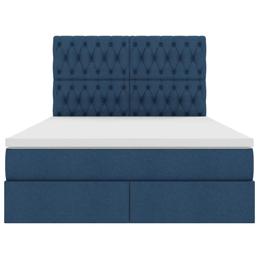 Lit avec rangement et matelas Bleu 140 x 200 cm tissu - 7