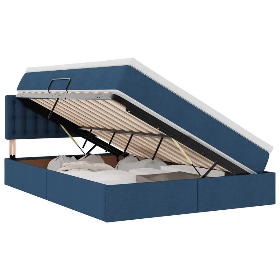 Lit avec rangement et matelas avec matelas Bleu 140 x 200 cm - 2