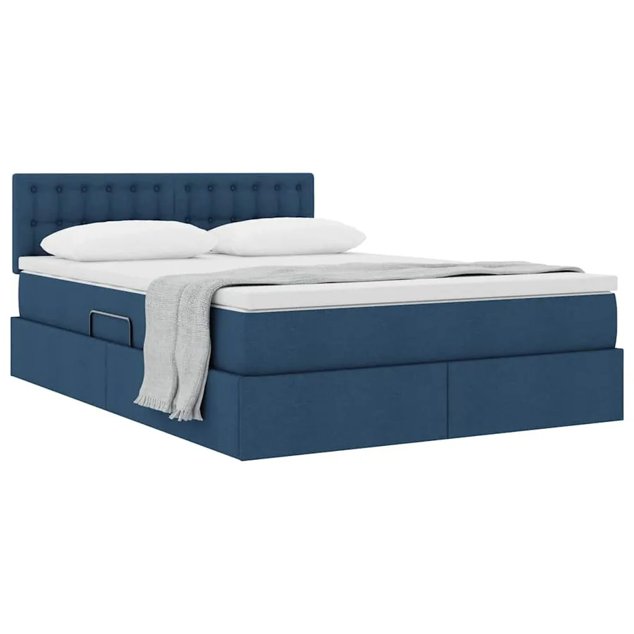 Lit avec rangement et matelas avec matelas Bleu 140 x 200 cm - 3
