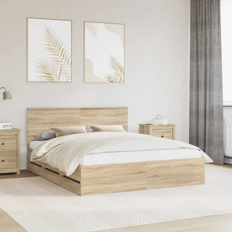 Cadre de lit Chêne Sonoma 160 x 200 cm Bois Ingénierie