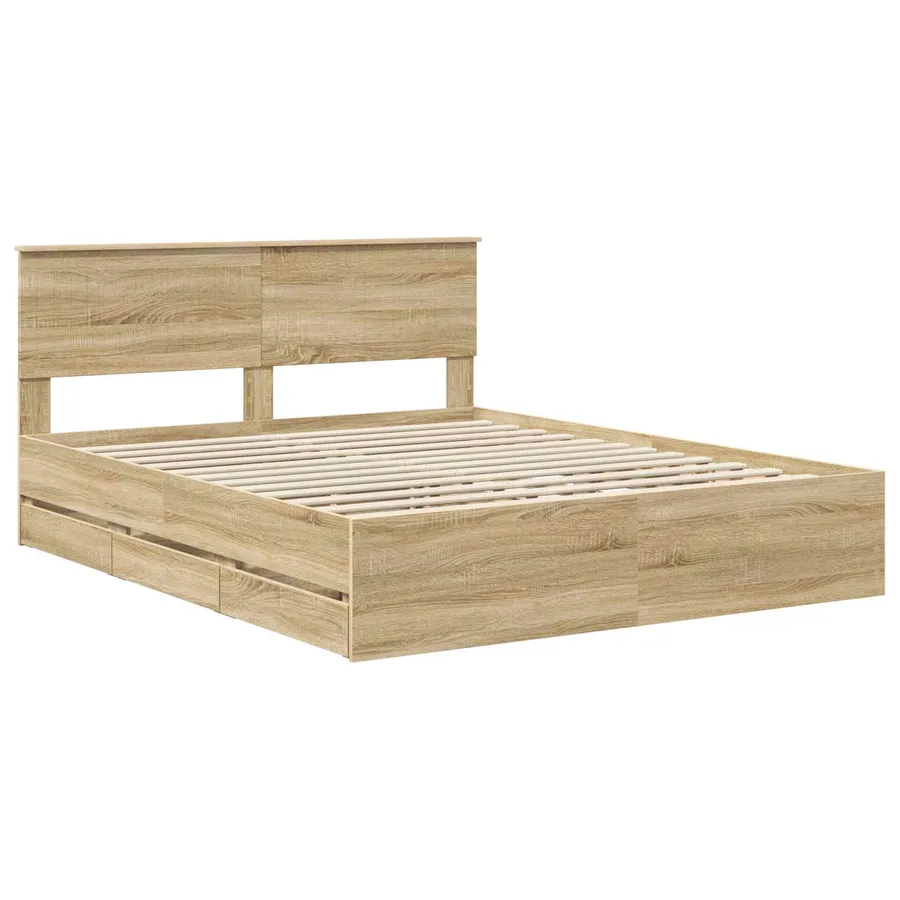 Cadre de lit Chêne Sonoma 160 x 200 cm Bois Ingénierie - 4