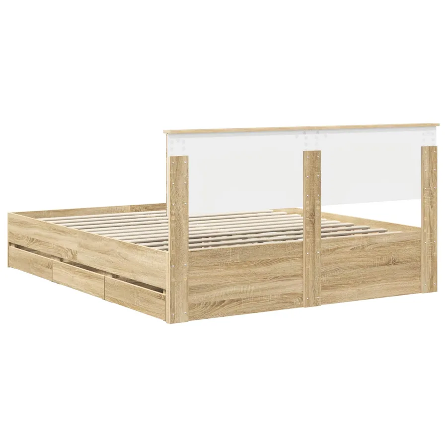 Cadre de lit Chêne Sonoma 160 x 200 cm Bois Ingénierie - 8
