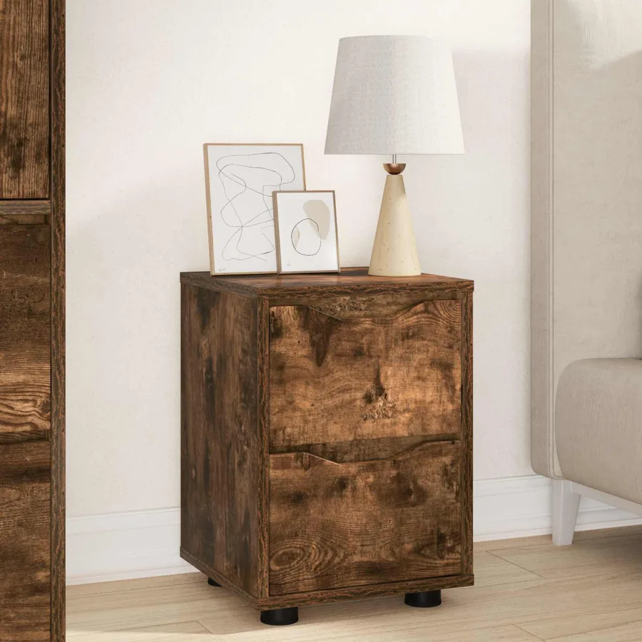 Table de chevet Chêne fumé 30,5 x 30 x 43 cm Bois d'ingénierie