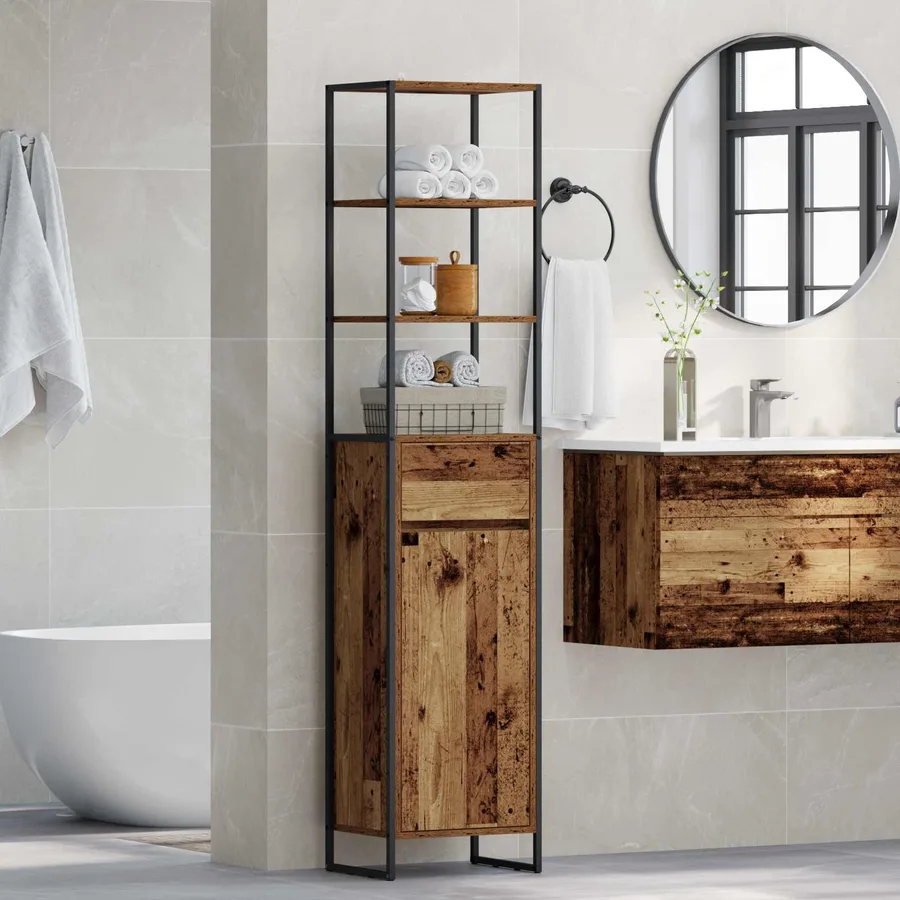 Cabinet de salle de bain Bois Ancien 40 x 30 x 180 cm - 4
