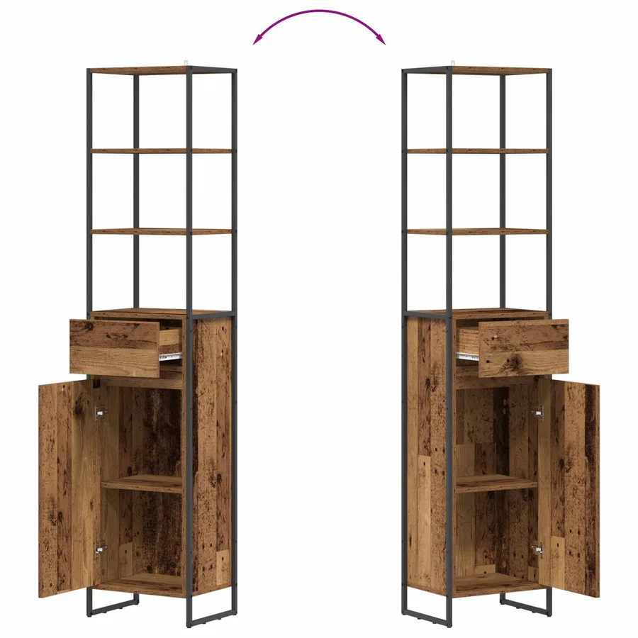 Cabinet de salle de bain Bois Ancien 40 x 30 x 180 cm - 8